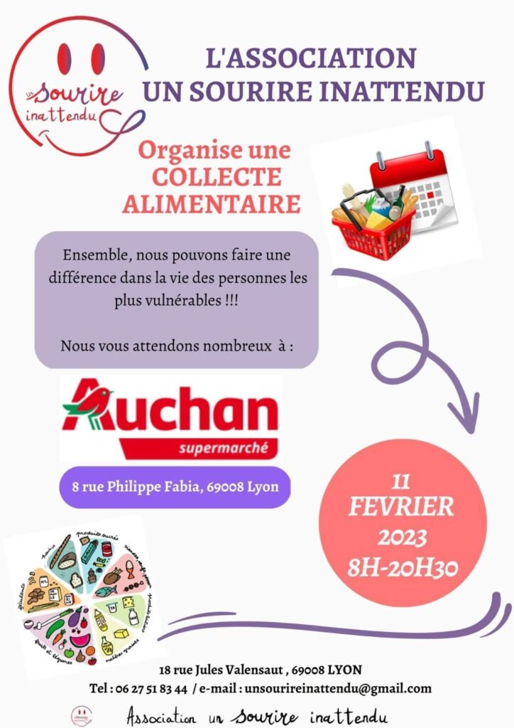 Flyers de la collecte alimentaire à Auchan le 11 février 2023